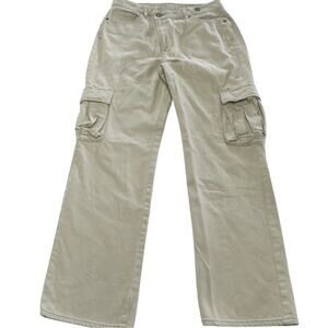 Hidden Los Angeles Jeans Womens 27 Tan Cream Cargo Straight Crossover Button